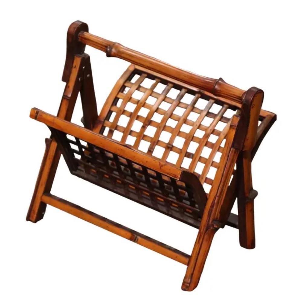 MCM furniture VTG‎ rattan bamboo folding magazine rack EUC